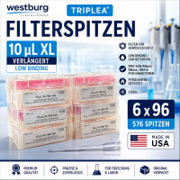 Westburg TripleA WB 5010S 10 µL XL Filter Tips...