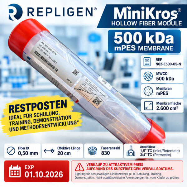 Repligen MiniKros 500kDa mPES N02-E500-05-N EXP 01-Oct-2026 Training