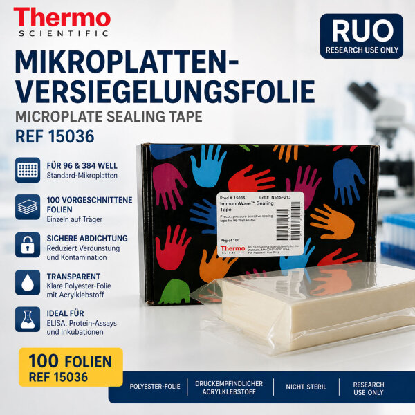 Thermo Scientific Mikroplatten-Abdichtfolie 96/384 Well – 100 Stück – REF 15036