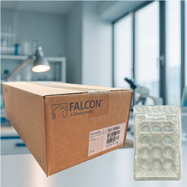 Falcon 353043 Zellkulturplatte 12-Well TC-treated, steril – 50 Stück 10/2026