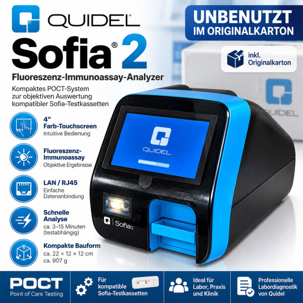 Quidel Sofia 2 Fluoreszenz-Immunoassay-Analyzer – POCT – unbenutzt im Originalkarton