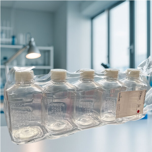 PharmaTainers 1 L PET Sterilflasche – quadratisch – 5er Pack – Gamma-steril
