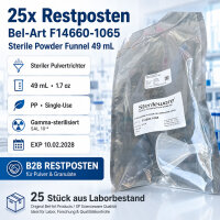 25x Bel-Art Sterile Powder Funnel 49 mL gamma steril...