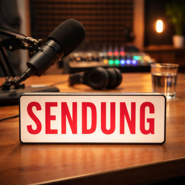 LED Leuchtkasten SENDUNG | Dekorative Leuchtbox | Studio & Wohnraum Deko | USB