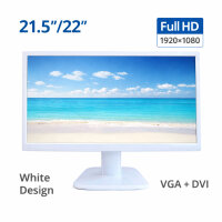 21,5" Full HD LED Monitor Weiß – VGA · DVI · VESA 100 × 100 · 12 V