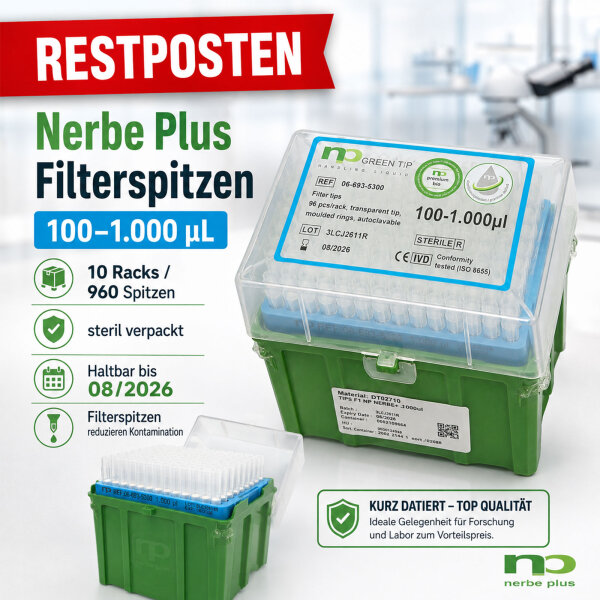 Nerbe Plus Filterspitzen 100–1000 µL steril Aerosolfilter 10x96 Rack