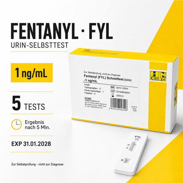 Fentanyl Urine Test FYL Rapid Test 1 ng/ml 5 Pack Cassette Kit