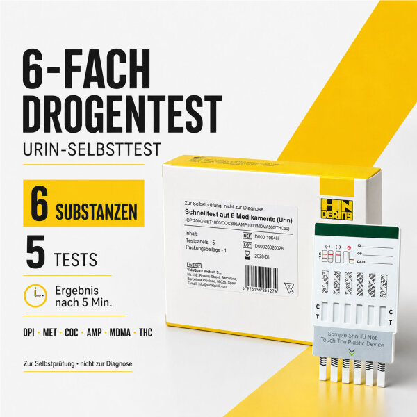 6 Panel Drug Test Urine Rapid Test THC AMP COC OPI MDMA MET 5 pcs