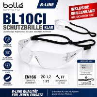 Bollé BL10CI Schutzbrille klar inkl. Brillenband...