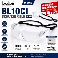 10x Bollé BL10CI Schutzbrille klar inkl...