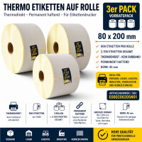 Thermoetiketten auf Rolle 80 x 200 mm Thermodirekt...