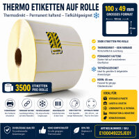 Thermoetiketten 100x49mm 3500/Rolle 45mm Kern...