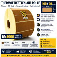 Thermoetiketten auf Rolle 100 x 40 mm MC Coat permanent...