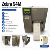 Zebra S4M Industrie Etikettendrucker gebraucht USB RS-232...