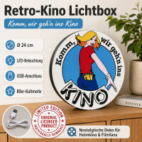 Komm, wir geh’n ins Kino Lichtbox 24 cm – lizenzierte Retro-Kino-Leuchte mit LED/USB
