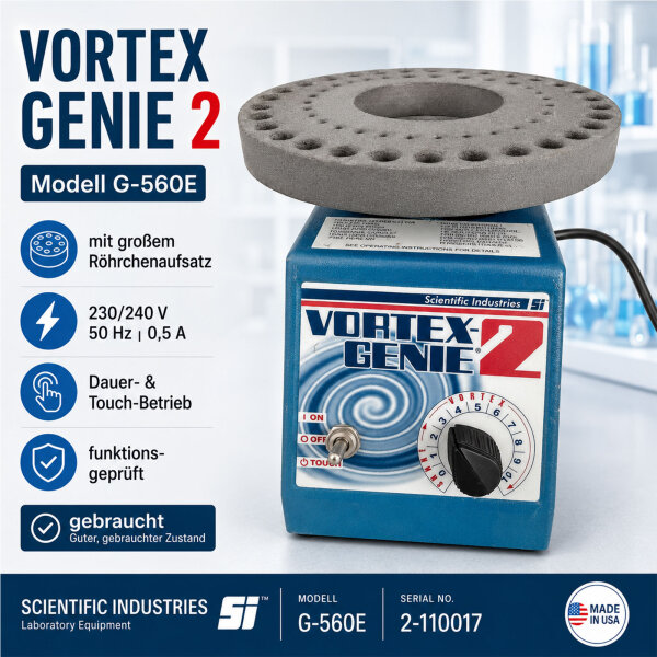 Scientific Industries Vortex Genie 2 G-560E Vortex-Mischer mit großem Röhrchenaufsatz