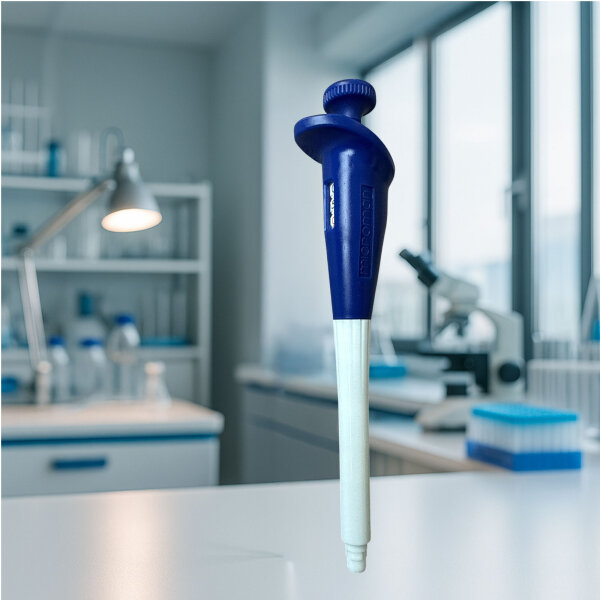 Gilson Microman M25 Verdrängerpipette 3–25 µL geprüft Laborauflösung blau/weiß
