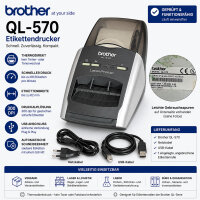 Brother QL-570 Thermodirekt Etikettendrucker USB inkl....