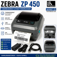 Zebra ZP 450 Thermodirekt-Etikettendrucker 203 dpi USB...