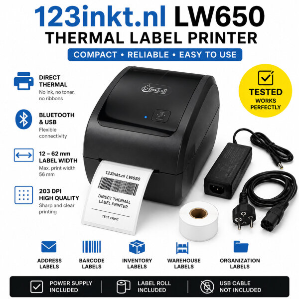 LW650 Bluetooth USB Thermo Etikettendrucker 203 dpi Label Printer getestet