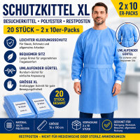 20 Schutzkittel XL Einwegkittel Besucherkittel Polyester...