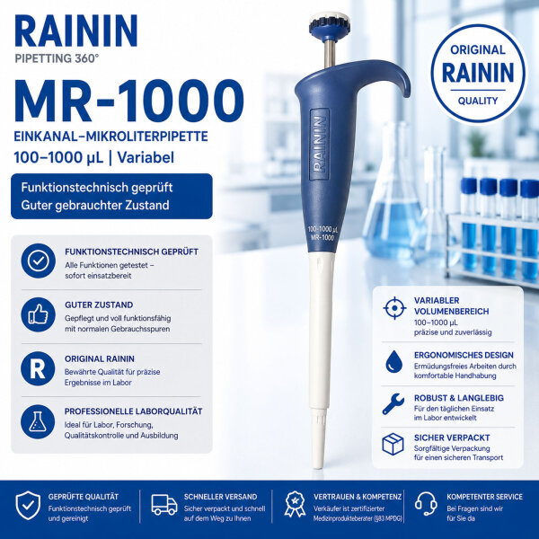 Rainin Pos-D MR-1000 Positive Displacement Pipette 100-1000 µL Tested