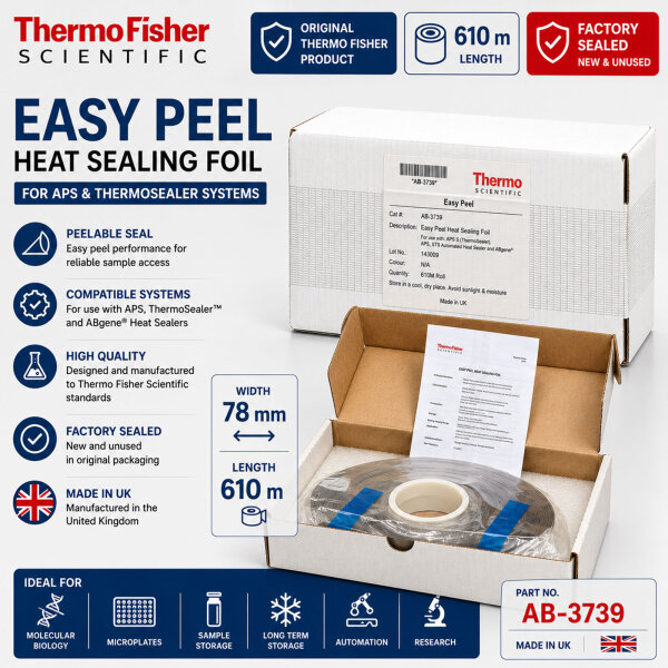 Original Thermo Scientific Easy Peel Heat Sealing Foil AB-3739 | 78 mm × 610 m