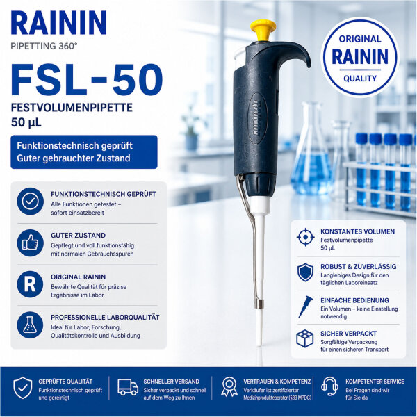 Rainin FSL-50 Fixed Volume Pipette 50 µL Single Channel Tested