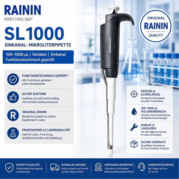 Rainin SL1000 Variable Pipette 100-1000 µL Single Channel Tested