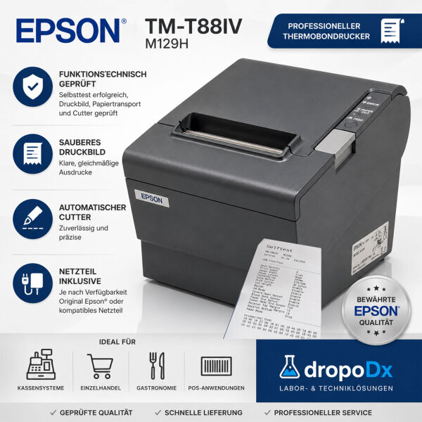 Epson TM-T88IV Thermodirekt Bondrucker M129H | automatischer Cutter | geprüft | inkl. Netzteil