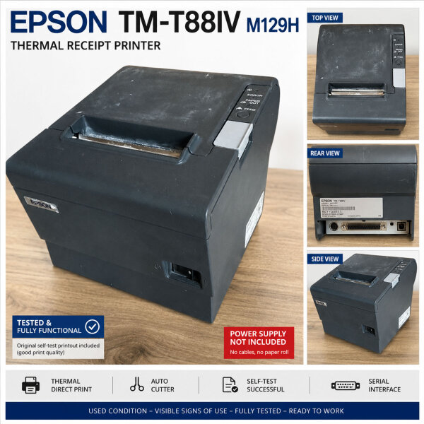 Epson TM-T88IV M129H Thermal Receipt Printer Tested Good Print No PSU