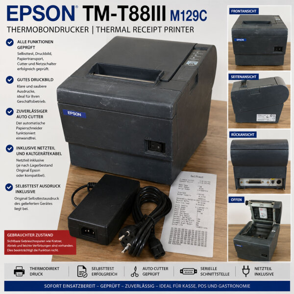 Epson TM T88III M129C Thermobondrucker | geprüft | inkl. Netzteil