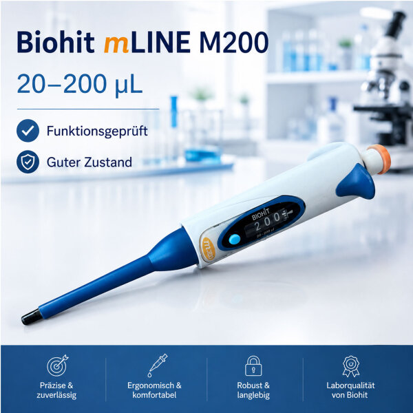 Biohit mLINE M200 Pipette 20–200 µL – Mechanical Single Channel – Tested