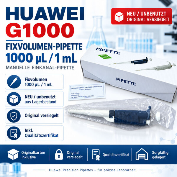 Huawei HWLAB G1000 Fixvolumenpipette 1000 µL / 1 ml – NEU – original versiegelt