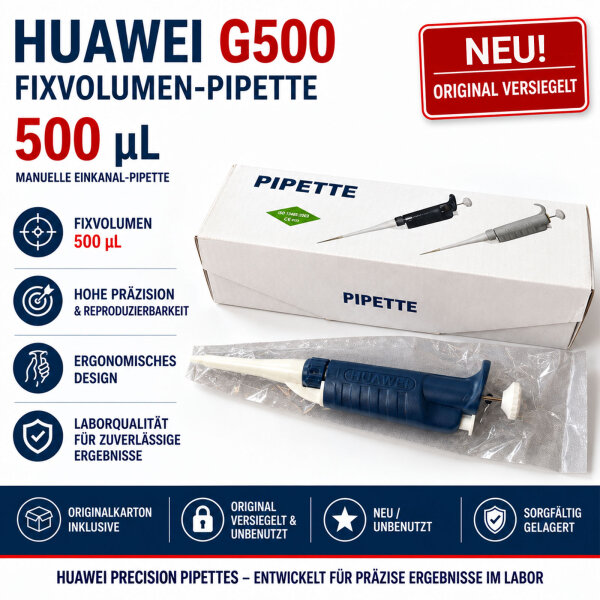 Huawei HWLAB G500 Fixvolumenpipette 500 µL – NEU – original versiegelt