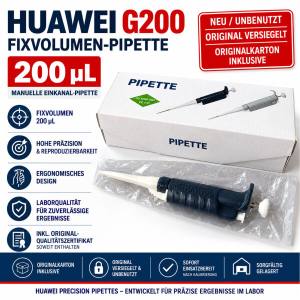 Huawei HWLAB G200 Fixvolumenpipette 200 µL – NEU – original versiegelt