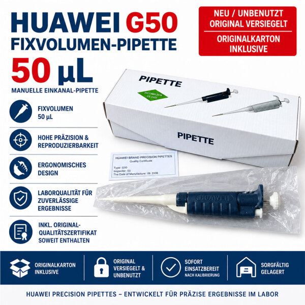 Huawei G50 Fixed Volume Pipette 50 µL – NEW – Originally Sealed