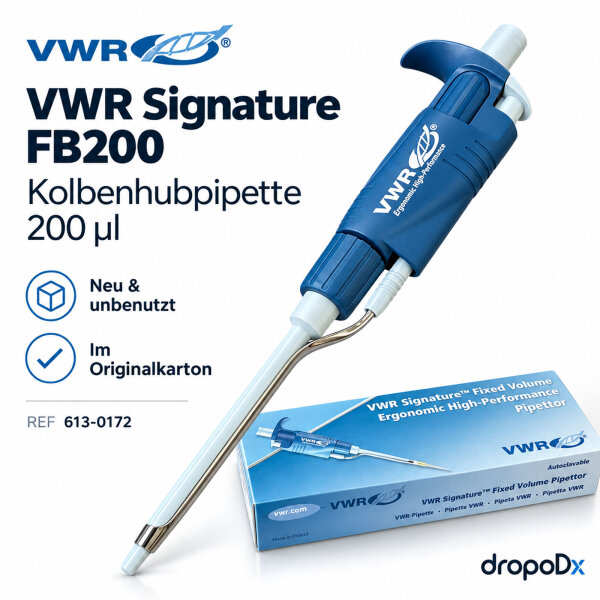 VWR Signature FB200 Kolbenhubpipette 200 µl – Einkanal, Fixvolumen, neu OVP