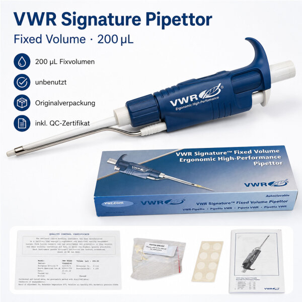 VWR Signature Fixvolumenpipette 200 µL – unbenutzt im Originalkarton