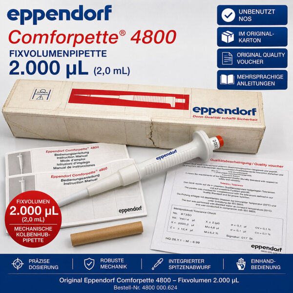 Eppendorf Comforpette 4800 Fixvolumenpipette 2.000 µL / 2 ml – unbenutzt im Originalkarton
