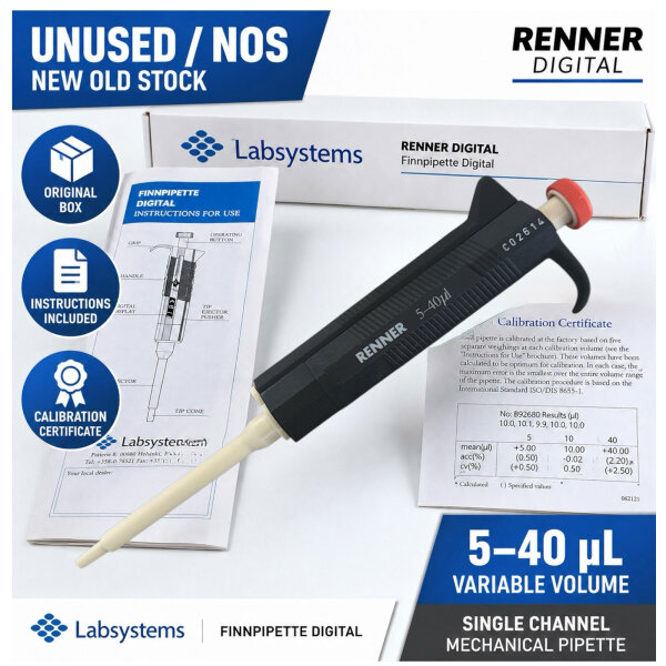 Labsystems Renner Digital Pipette 5–40 µL variabel unbenutzt Originalkarton