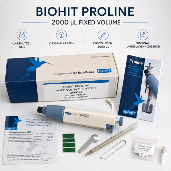 Biohit Proline Fixed Volume Pipette 2000 µL – NOS im Originalkarton – Cat. 7220250
