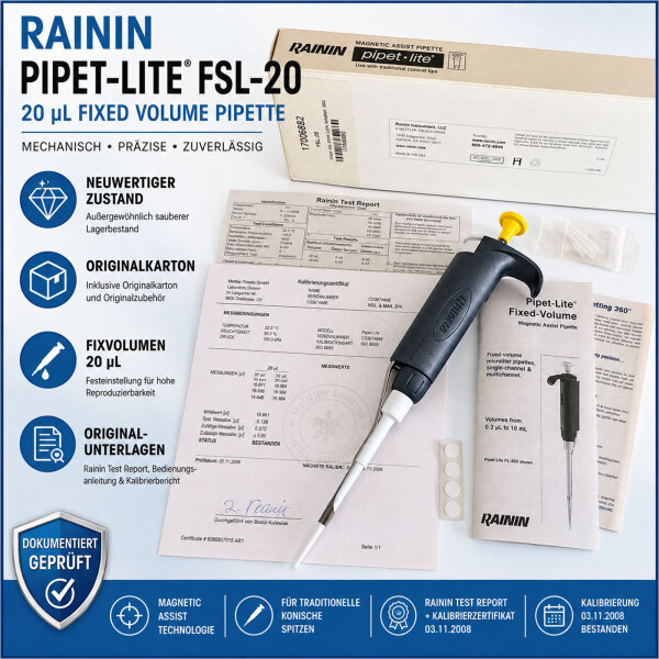Rainin Pipet-Lite FSL-20 Fixvolumenpipette 20 µL – im Originalkarton