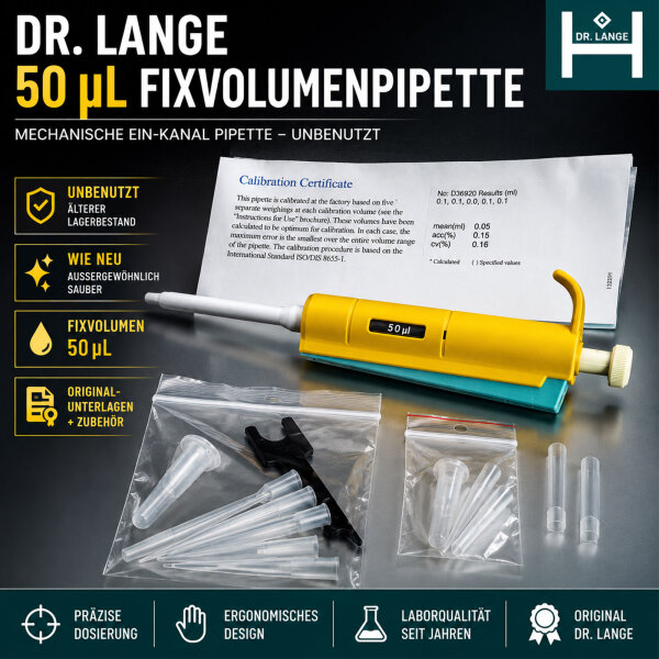 Dr Lange 50 µL Fixed Volume Pipette Unused with Original Certificate