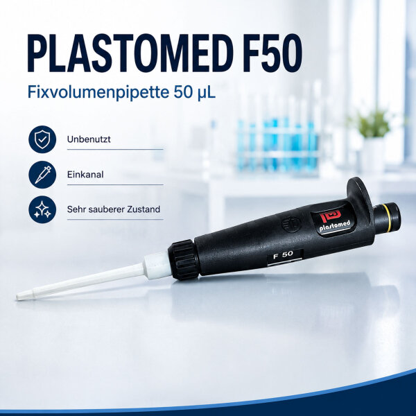 Plastomed F50 50 µL Fixed Volume Pipette Unused Single Channel