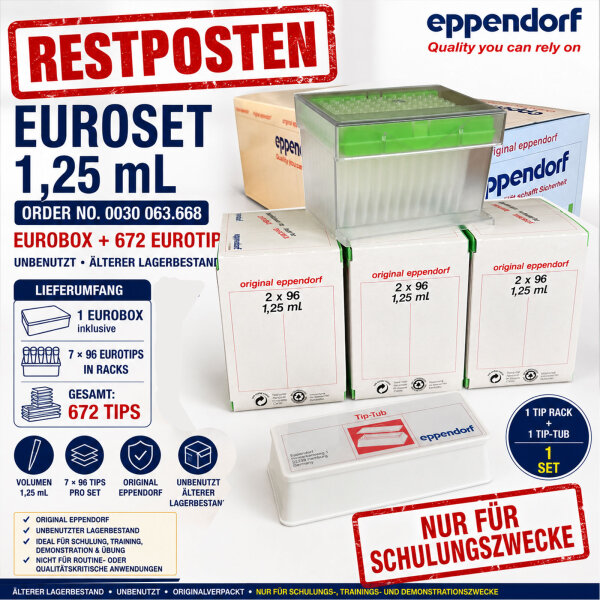 Eppendorf Euroset 1,25 mL 0030 063.668 – Eurobox + 672 Eurotips – Schulung
