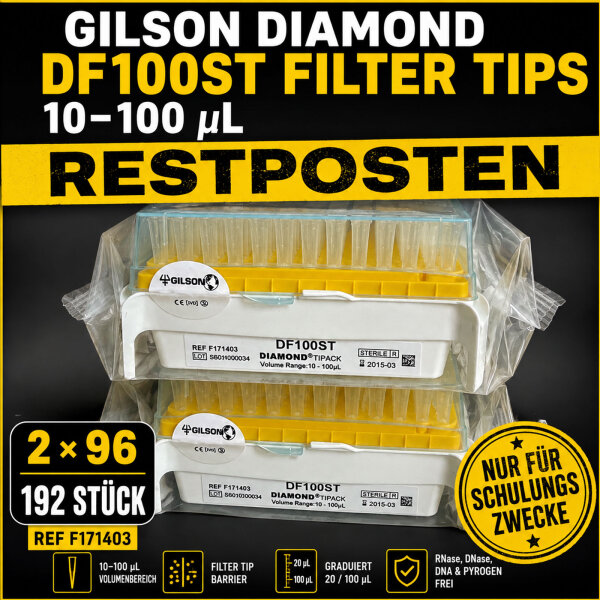 Gilson DF100ST Filter Pipette Tips 10-100 µL 2x96 Training Stock