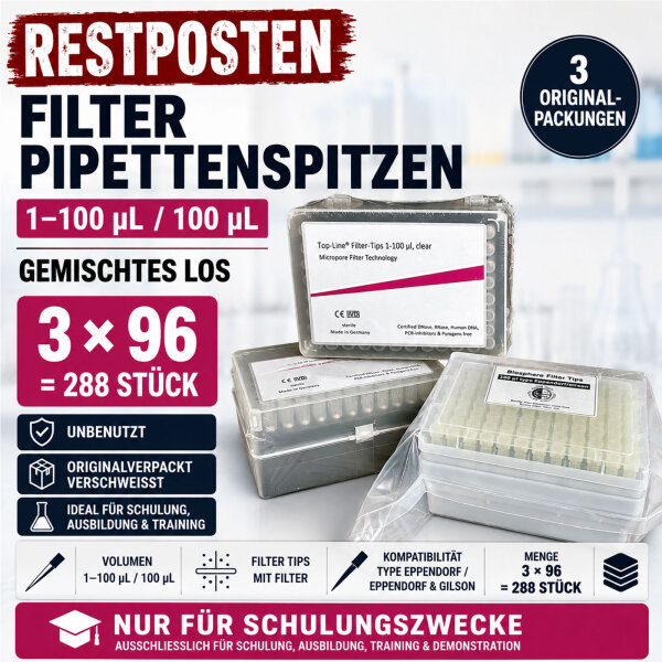 Filter Pipettenspitzen 1-100 µl 100 µl 3x96 gemischtes Los Schulung