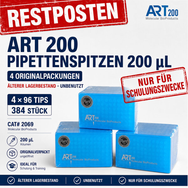 ART 200 Pipette Tips 200 µL CAT 2069 – 4×96 / 384 Tips