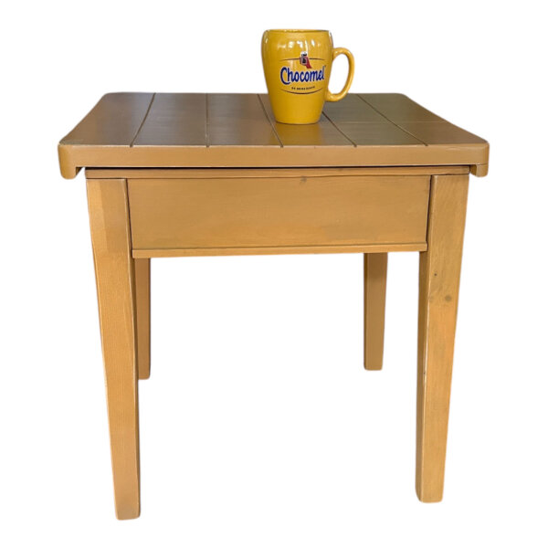 Wood Side Table with Storage 47x47x46cm Antique Yellow New